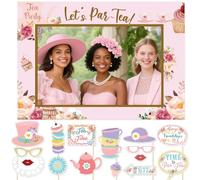 JeVenis Tea Party Decorations Photo Booth Props Tea Time Party Supplies for Tea Party Bridal Shower Baby Shower Wedding Birthday Party
