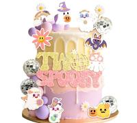 JeVenis Two Spooky Groovy Retro Hippie Halloween 2nd Birthday Decorations Spooky Cake Toppers Halloween Party Decor Ghost Bday Decor for Girls' Birthday