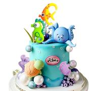 JeVenis Under the Sea Cake Toppers Ocean Animal Cupcake Toppers Under the Sea Party Decorations Ocean Sea Theme Baby Shower Birthday Party Cake Decorations