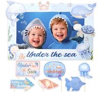 JeVenisUnder the Sea Party Decoration Under the Sea Photo Booth Props Frame Ocean Animals Party Decoration for Birthday Baby Shower Party Supplies
