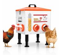 Jevervd Chicken Feeder, 55LBS Large Capacity Automatic Feeders Upgraded Window Design Allows Viewing of Feed Conditions, 8 Feeding Ports Height-Adjustable Legs Poultry Feed Storage Container