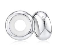 JEVIMORY Stopper Charms 925 Sterling Silver Stopper Beads for Bracelets Round Spacer Beads for Charm Bracelets for Women Clip Spacer Bracelet Stopper, Medium, Sterling Silver, No Gemstone