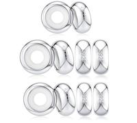 JEVIMORY Stopper Charms 925 Sterling Silver Stopper Beads for Bracelets Round Spacer Beads for Charm Bracelets for Women Clip Spacer Bracelet Stopper, Medium, Sterling Silver, No Gemstone