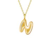 JEVINDA Initial Necklaces for Women, Bubble Letter Necklace Dainty Chunky Alphabet A - Z Pendant Name Personailzed Jewelry Gifts, One Size, Copper, No Gemstone