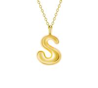 JEVINDA Initial Necklaces for Women, Bubble Letter Necklace Dainty Chunky Alphabet A - Z Pendant Name Personailzed Jewelry Gifts, One Size, Copper, No Gemstone