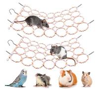 Jevnd 2 Pcs Rat Climbing Rope Net Toy for Cage, Bird Hemp Rope Perch Swing, Ladder Rope Bridge Hanging Hammock, Small Animal Activity Toy for Mouse, Mice, Parrot, Bird (Random Color)