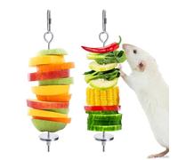 Jevnd 2Pcs Rat Enrichment Toys, 304 Stainless Steel Rat Foraging Toy for Fruit Vegetable Holder, Fancy Mice Cage Accessories Puzzle Toy, Hanging Rodent Toys Slow Feeder, Bird Foraging for Parakeet