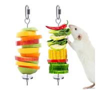 Jevnd 2Pcs Rat Enrichment Toys, 304 Stainless Steel Rat Foraging Toy for Fruit Vegetable Holder, Fancy Mice Cage Accessories Puzzle Toy, Hanging Rodent Toys Slow Feeder, Bird Foraging for Parakeet