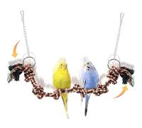 Jevnd Bird Rope Perch & Swing Toy, Sturdy Knotted Parrot Cotton Rope with Chains, Parakeet Swing Perch Bird Cage Accessories Toy, No Sharp Wires for Budgie Cockatiel Safe Claw and Balance Training