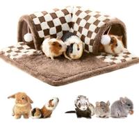 Jevnd Guinea Pig Hideout Tunnel House Large, Removable Cozy Guinea Pig Hides and Tubes Fleece for Cage Corner, Rat Tunnel Toy, Soft Small Animal Tunnel for Rats & Chinchillas & Ferrets (Brown)