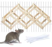 Jevnd Kiln-Dried Wood Rat Climb Toy, Hanging Cage Ladder Activity (M, 1Pc)