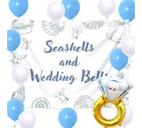 JeVneis Seashells Background Balloon Last Toast on the Coast Sign Beach Bachelorette Decorations Coastal Bridal Shower Party Decorations Beach Theme Bachelorette Party Decor