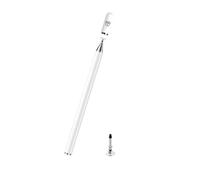 JEVR 2-in-1 Capacitive Stylus Pen V2.0, Precise Stylus -Fine Point Disc Tip & Micro-Knit Hybrid Fiber Tip, Light Aluminum Body, Rubber Grip, for Touch Screen Devices, Smartphones, Tablets (White)