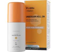 JEVR Underarm Roll-On with 5% AHA, Lactic Acid & 1% Mandelic Acid | Prevents Body Odour, Brightens Skin & Exfoliates Underarm | for Sensitive Skin | Woody Musk Fragrance | Alcohol Free-40ml