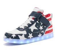 JEVRITE Unisex LED Light Up High Top Sneakers - USB Charging for Women & Men - Couples Shoes, Star, 10.5 Women/8.5 Men