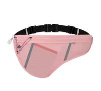 JEVRKAPZ Running Belt Slim, Light Running Belts for Phone with Reflective Strip, Running Fanny Pack Sweatproof with Headphone Jack, Running Pouch Separate Pockets for Workouts, Pink, Gsp8807