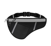 JEVRKAPZ Running Belt Slim, Light Running Belts for Phone with Reflective Strip, Running Fanny Pack Sweatproof with Headphone Jack, Running Pouch Separate Pockets for Workouts, Gray Black, Gsp8807