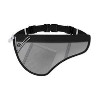 JEVRKAPZ Running Belt Slim, Light Running Belts for Phone with Reflective Strip, Running Fanny Pack Sweatproof with Headphone Jack, Running Pouch Separate Pockets for Workouts, Black Gray, Gsp8807