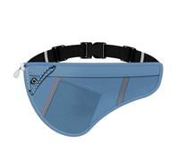 JEVRKAPZ Running Belt Slim, Light Running Belts for Phone with Reflective Strip, Running Fanny Pack Sweatproof with Headphone Jack, Running Pouch Separate Pockets for Workouts, Blue, Gsp8807