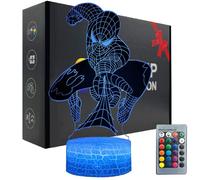 Jevrpley 3D Night Light for Kids, Spider Toys for Boys, Superhero 3D Illusion Lamp with 16 Colors Change and Remote Control, Decor Desk Lamp for Bedroom, Christmas Birthday Gift for Kids Boys Girls