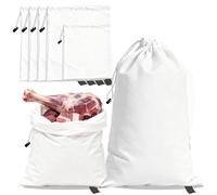 Jevuoyee Heavy-Duty Game Bags Hunting 5Pcs - Cotton Linen Reusable, Breathable & Machine Washable Meat Bags with Drawstring, Reflective Strips for Elk, Deer, Moose
