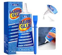 Jevvu Fabric Glue, 80ml Strong Fabric Adhesive for Clothes, Permanent Washable Material Repair Glue for Fabric, Crafts DIY, Upholstery, Textiles, Doll Repair, Felt and Badges