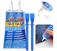 Jevvu Fabric Glue, Strong Fabric Adhesive for Clothes, Permanent Washable Material Repair Glue for Fabric, Crafts DIY, Upholstery, Textiles, Doll Repair, Felt and Badges (100ml)