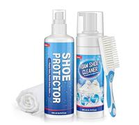 Jevvu Shoe Cleaner Kit, 2-in-1 Sneaker Cleaner & Stain Repellent Spray for White Shoes, Removes and Resists Stains