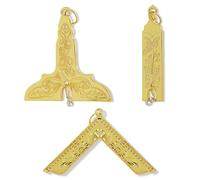 JEVVY CRAFTS Masonic Collar Jewels Blue Lodge Officers Gold-Platted Chain Collar Jewels Set of 3