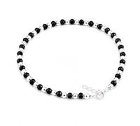 Jewar Black Bead Evil Eye Dainty Chain Ankle Bracelet Traditional Indian Anklet for Women Silver Finsh Ethnic Payal Adjustable Foot Jewelry Single Piece, One Size, Alloy, no gemstone