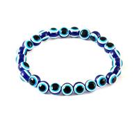 Jewar Evil Eye Beaded Stretchable Bracelet, Glass Beads, Stretch Design, Available in Pink, Black,White and Blue Colors Handmade Jewelry for Women & Men, One Size, Rose Quartz Onyx Gemstone, Quartz