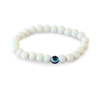 Jewar Evil Eye Beaded Stretchable Bracelet, Glass Beads, Stretch Design, Available in Pink, Black,White and Blue Colors Handmade Jewelry for Women & Men, One Size, Rose Quartz Onyx Gemstone, Quartz