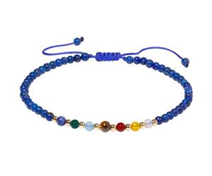 Jewboo 7 Chakra Anklet Bracelets for Women Beach Foot Healing Crystals Lava Rock Essential Oils Diffuser Worry Stone Energy Balancing Meditation Yoga gifts (lapis lazuli)