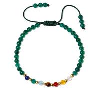 Jewboo 7 Chakra Bracelets for Women Real Stone Lucky Rope Crystal Bead Bracelet Crystals and Healing Stones Jewelry Birthday Gifts (Green)