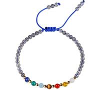 Jewboo 7 Chakra Bracelets for Women Real Stone Lucky Rope Crystal Bead Bracelet Crystals and Healing Stones Jewelry Birthday Gifts (Moonstone)