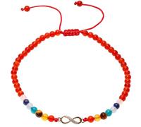 Jewboo 7 Chakra Infinity Beach Anklet Bracelet for Women Foot Worry Stone Relife Anxiety Jewelry Healing Crystals and Gemstones (Red Agate)