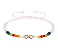 Jewboo 7 Chakra/Shell Beaded Anklet Adjustable Handmade Natural Healing Crystals Infinity Charm Ankle Bracelets for Women Gemstones Summer Beach Anxiety Yoga Jewelry