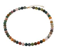 Jewboo 8mm Indian Agate Beaded Necklace Wealth Prosperity Simple Crystals Necklaces for Women and Men Balance Jewelry Lucky Gifts Unisex