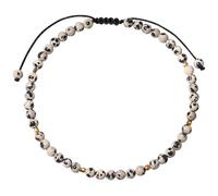 Jewboo Black Obsidian Anklet Bracelet for Women crystals and healing stones Beach Foot Beaded Adjustable (Dalmatian Jasper)
