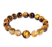 Jewboo Black Obsidian with Citrine Beaded Bracelet for Women Men Bring Lucky Wealth Prosperity Healing Crystals and Gemstones Mens Bracelet 10mm