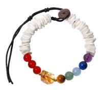 Jewboo Chakra Beads/White Shell/Raw Citrine Bracelets for Women Boho Beach Handmade Bracelet Healing Crystals Spiritual Jewelry for Her Birthday Gifts