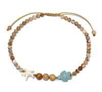 Jewboo Crystals and Gemstones with Turtle/Starfish Anklets Quartz Jewelry Beach Foot Anklet for Women Birthday Gift Summer Holiday (Painted Stone)