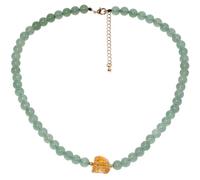Jewboo Crystals Beaded/Raw Citrine Beaded Necklace Spiritual Healing Crystals Necklaces for Women Reiki Balance November Birthstone Jewelry Choker Gifts (Green Aventurine)