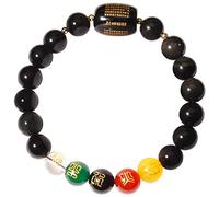 Jewboo Feng Shui Black Obsidian Five-Element 10mm Beads Bracelets Unisex