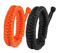 Jewboo Fish Tail Rope Handmade Braided Paracord Bracelet for Men Women Camping Outdoor Hiking Survival Unisex Bracelets Adjustable Size (Black & Orange)