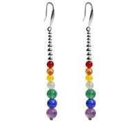 Jewboo Lightweight 925 Sterling Silver Earring with Chakra Beaded Healing Natural Gemstone Multiple Styles Hoop Earrings Energy Hypoallergenic Jewelry