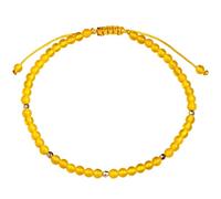 Jewboo Moonstone Obsidian Lapis Lazuli Anklet Bracelet for Women Gemstone Healing Energy Crystal Beach Foot Beaded Jewelry Adjustable(8.5-10 Inches) (yellow agate)