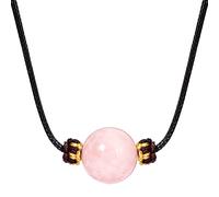 Jewboo Natural Crystals and Gemstones Choker Necklaces for Women Men Energy Power Beaded Healing Stone Simple Classic Unisex Handmade Jewelry (Rose Quartz)