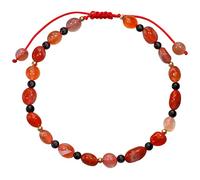 Jewboo Natural Gemstones Healing Crystals Anklet Stones Ankle Bracelets for Women Reiki Worry Stone Yoga Meditation Balance Summer Beach Foot Jewelry (Red Agate)