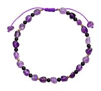 Jewboo Natural Gemstones Healing Crystals Anklet Stones Ankle Bracelets for Women Reiki Worry Stone Yoga Meditation Balance Summer Beach Foot Jewelry (Amethyst)